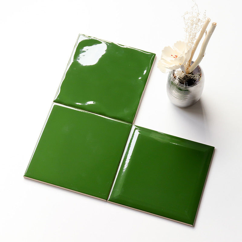Kitchen Backsplashes Rough Surface Dark Green 150x150mm Ceramic Wall Tiles
