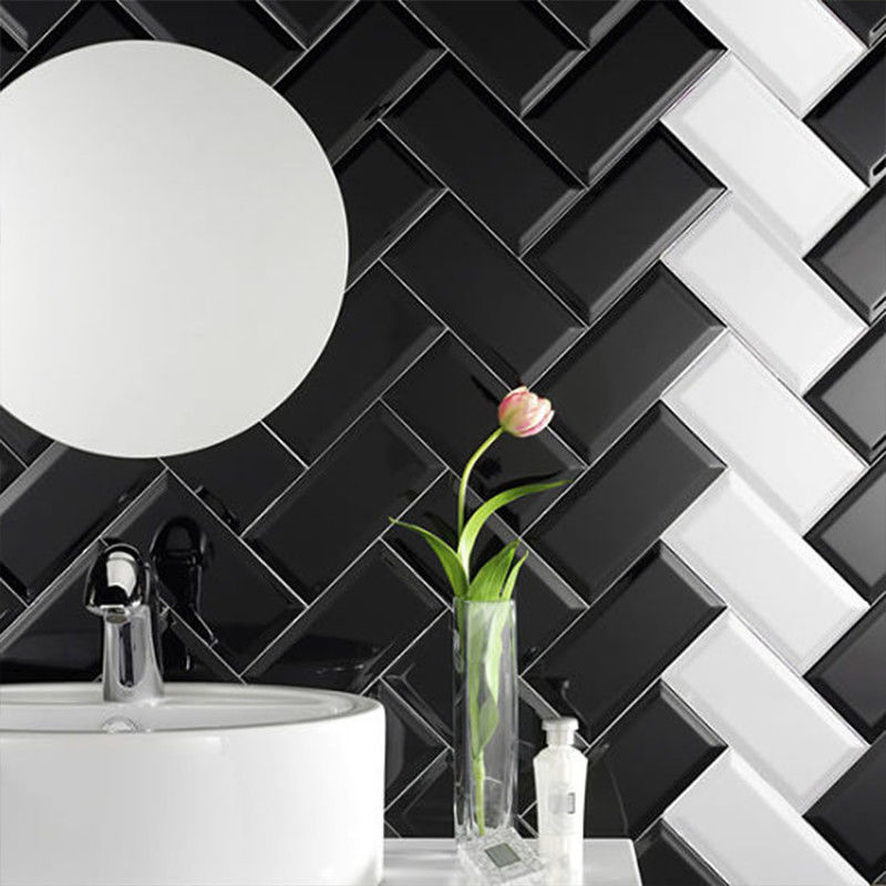 3x6 Glazed Ceramic Wall Tile Beveled Matt Surface Pure Black Subway Tile