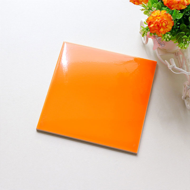 Interior Glazed Ceramic Subway Wall Tile 200X200 Wear Resistant Orange