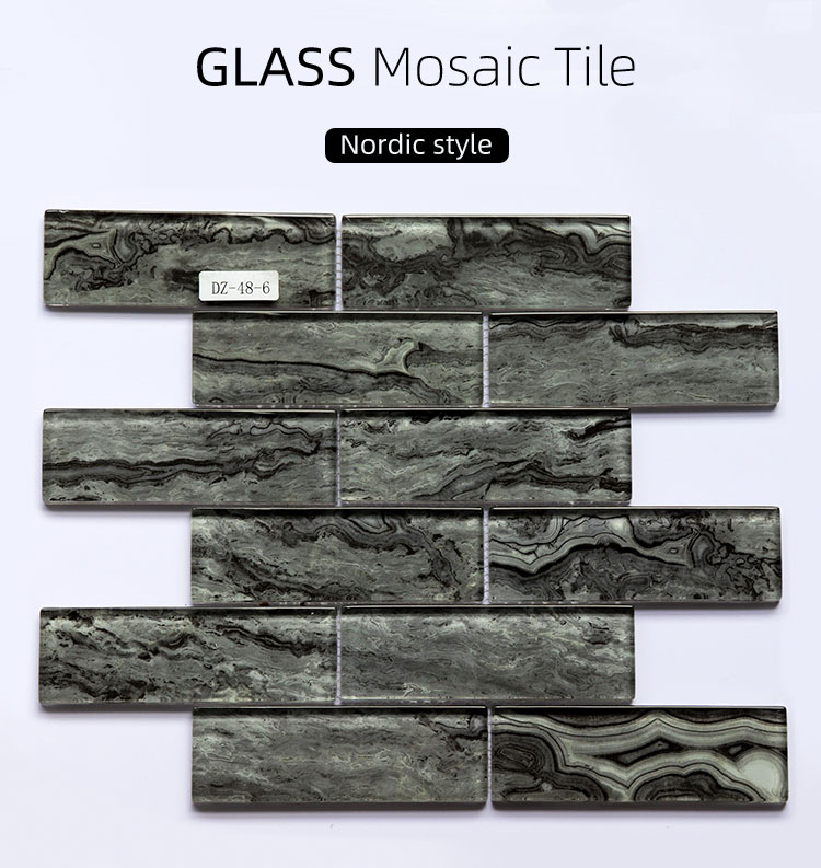 Modern Heat Resistant Decorative Interior Kitchen Tile Wall Glass Mosaic Tile