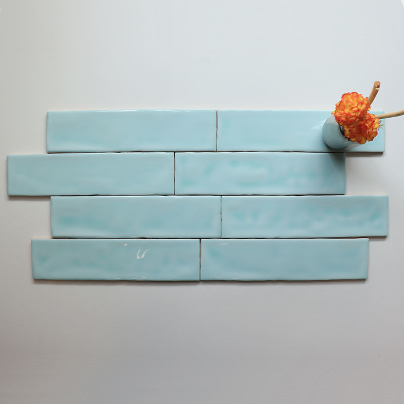 Restaurant Decor Duck Egg Blue Color Rough Surface Glazed Subway Tile