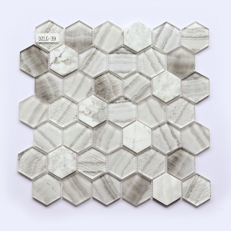 Glass Mosaic Wall Tiles Interior Decoration Bathroom Hexagon And Square Tile