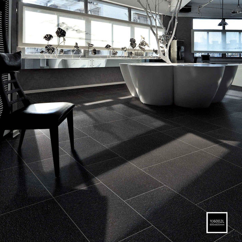 Black Unglazed Pure Color Porcelain Tiles 600x600mm Rustic Kitchen Floor Tiles