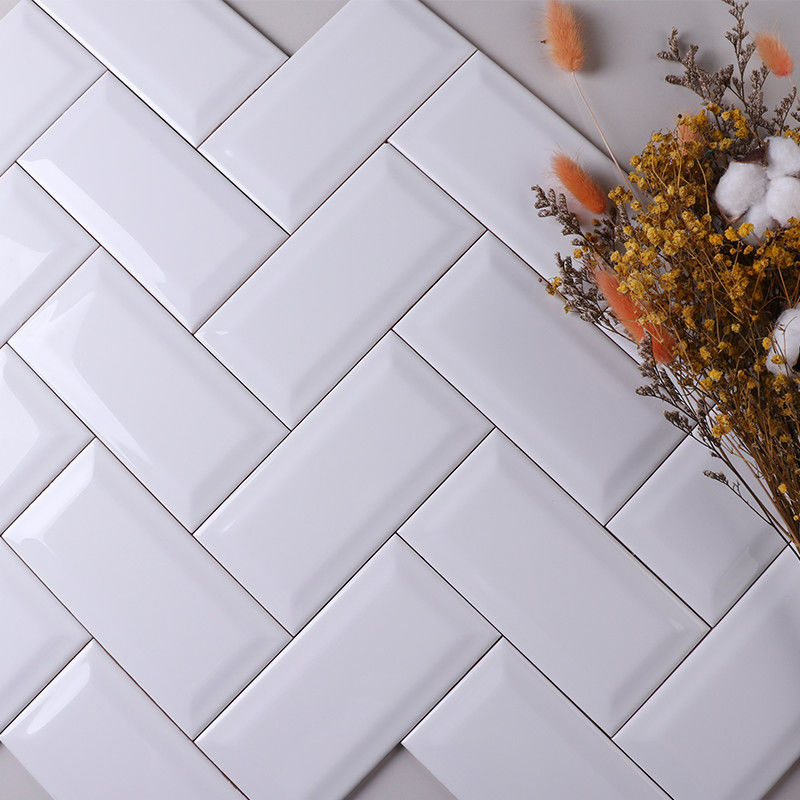 Kitchen Glazed Colorful Wall Tiles Ceramic Mosaic Subway Tile 7mm Thickness