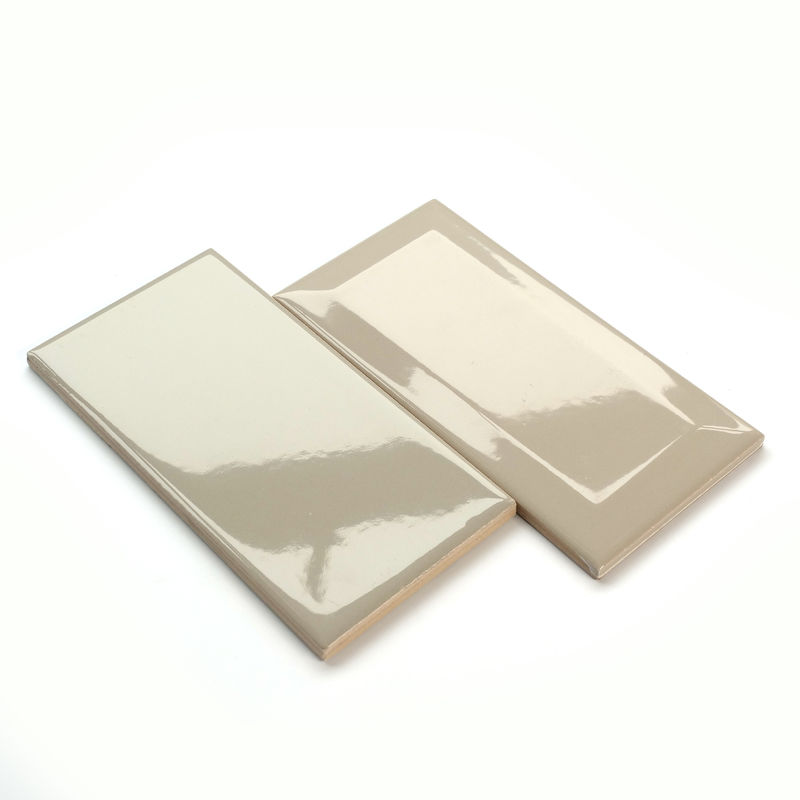 Pure Color Ceramic Wall Tile Bathroom Tile Decor Beveled Edge Gloss / Matt 75X150mm Tile