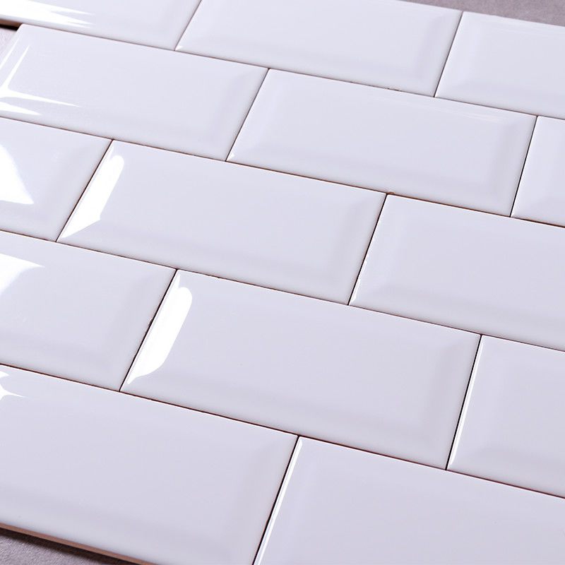 Non Slip Modern Kitchen Wall Tiles White Glossy Ceramic Mosaic Subway Tile