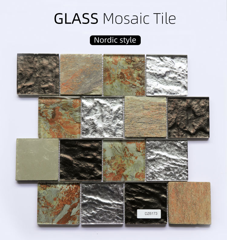 Fctory Colorful Design Glass Mix Stone Mosaic Tile For Wall