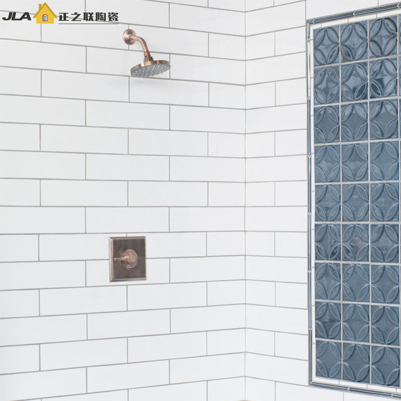 Kitchen Bathroom Ceramic Wall Tiles 4x12 Inch White Beveled Subway Tile