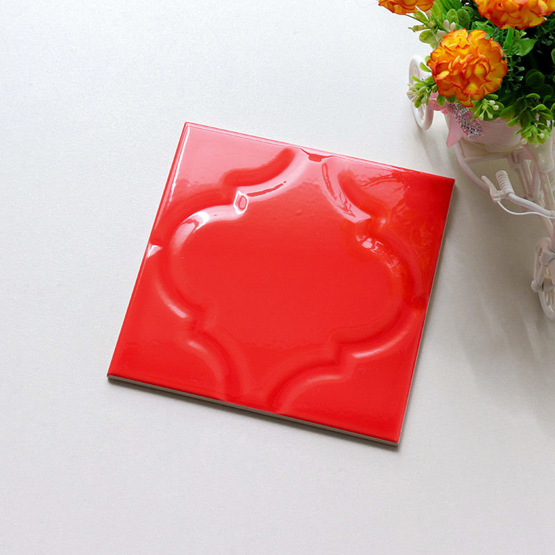200 X 200 Custom Made Handmade Ceramic Tiles Hand Glazed Subway Tile Red Color