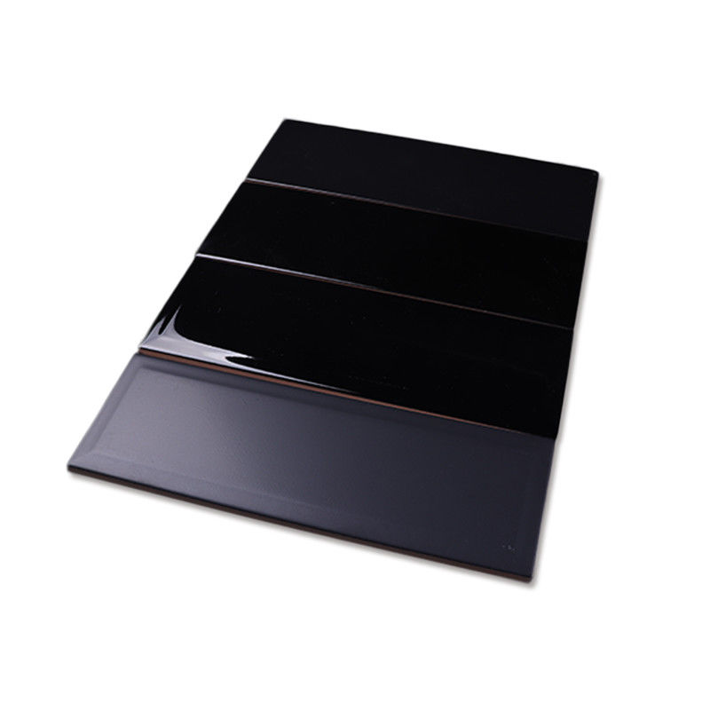 10x30 Waterproof Wall Tiles Gloss Bathroom Interior Ceramic Tiles Black Color