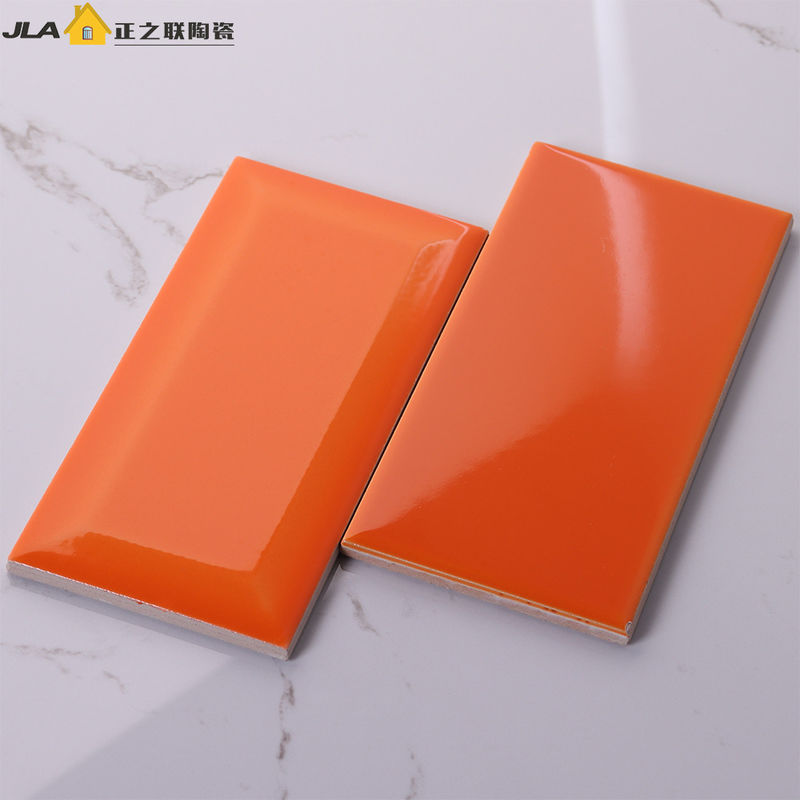 Orange Waterproof Bathroom Tiles 7.5x15cm Subway Style Tile Acid Resistant