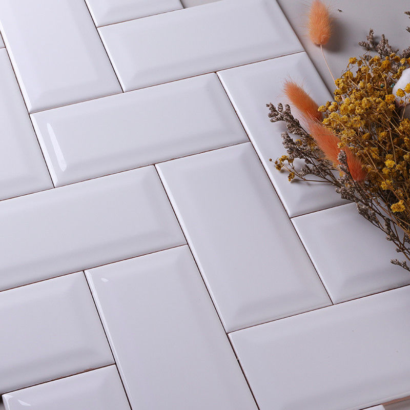 Non Slip Modern Kitchen Wall Tiles White Glossy Ceramic Mosaic Subway Tile