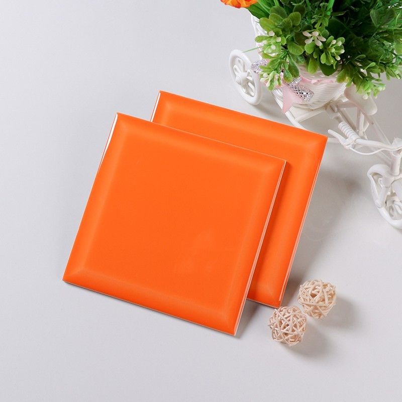 150X150mm Glossy Glazed Subway Kitchen Wall Tiles Orange Ceramic Tiles Interior Tiles