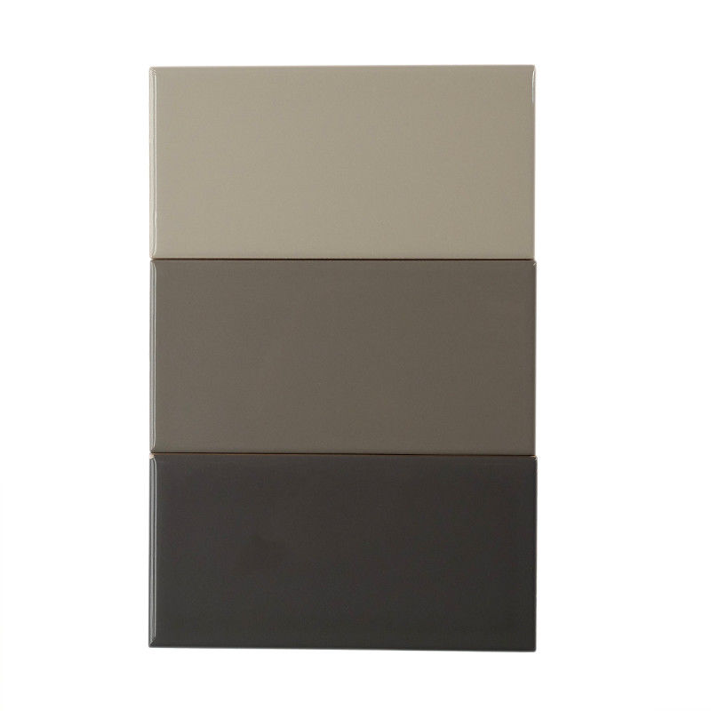 Glossy Glazed Subway Kitchen Room Wall Tiles 75 X 150mm Grey Slip Resistance