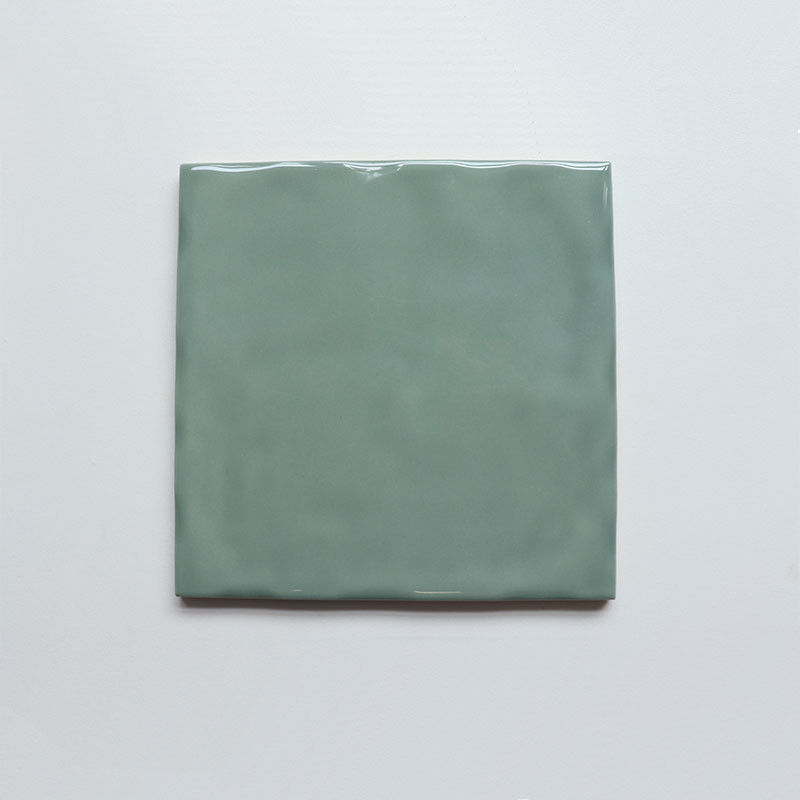 Home Decor Uneven Surface 15x15cm Dark Green Ceramic Wall Tile