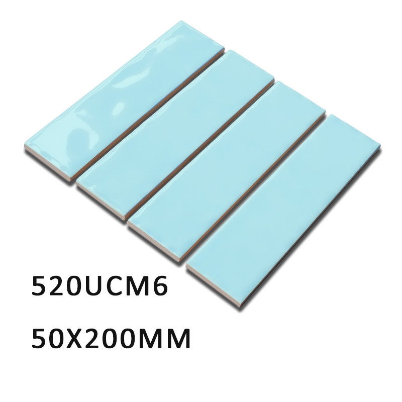 5x20cm/2x8 Inches 3d Light Sky Blue Ceramic Subway Wall Tiles For Hotel Decoraction