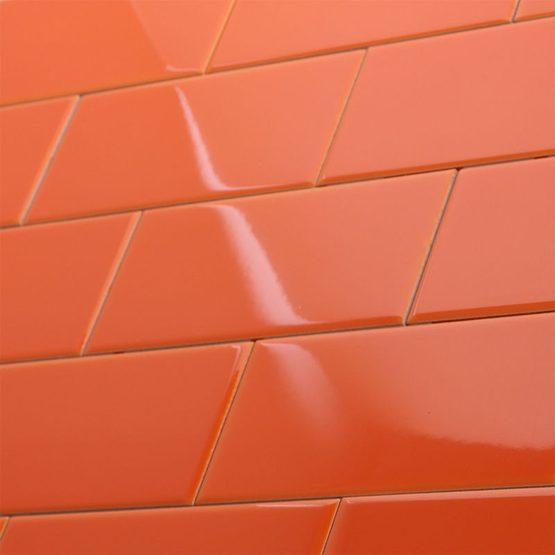 Orange Waterproof Bathroom Tiles 7.5x15cm Subway Style Tile Acid Resistant