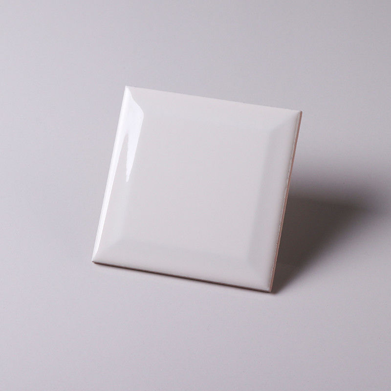 Indoor Milan White Glass Subway Tile 100x100mm Straight / Beveled Edge Type
