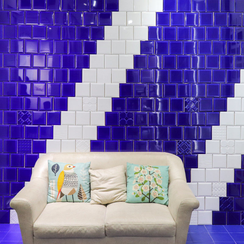 Living Room Colorful Wall Tiles 15X15cm Treasure Blue Ceramic Glazed Wall Tiles