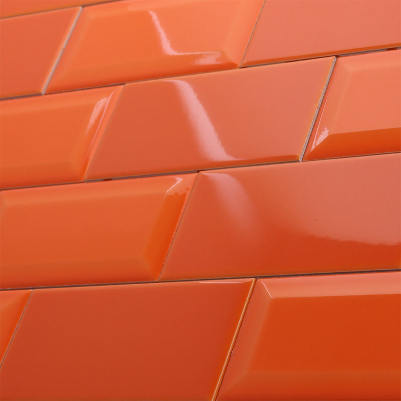 Orange Waterproof Bathroom Tiles 7.5x15cm Subway Style Tile Acid Resistant