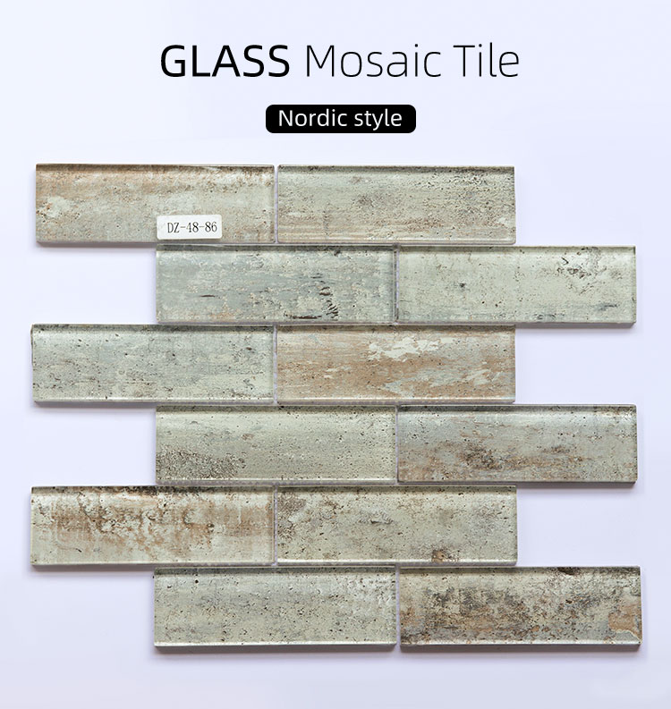 Natural Stone Diamond Glass Mosaic Tile For Living Room Wall