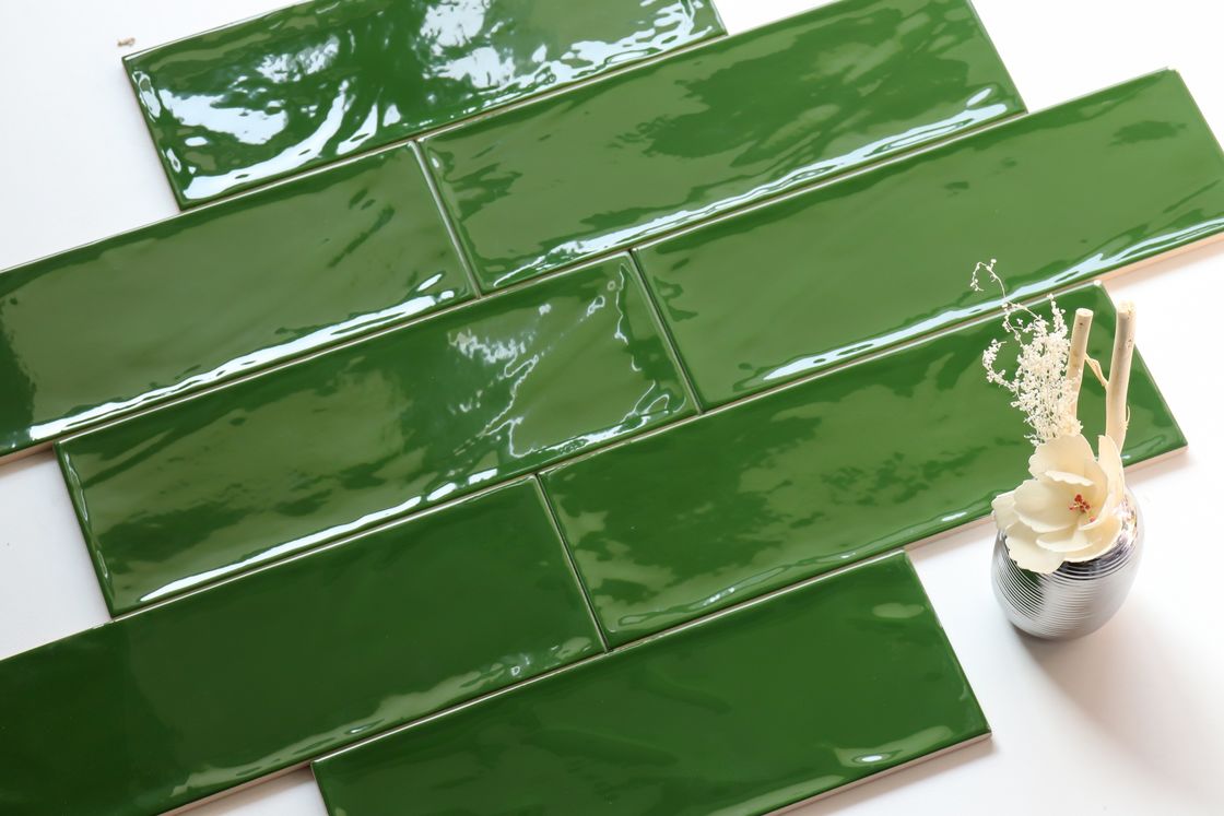 Glazed Exterior Ceramic Tile , Back Splash Tiles Wavy Surfce Rustic Ceramic Tile