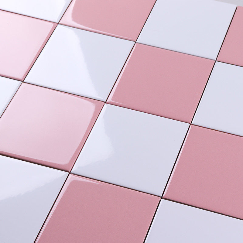 Glazed 4x4 Ceramic Tile Pink Subway Tile For Back Splash Wall Decoration