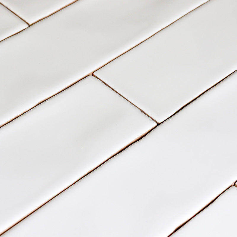 3X12 White Subway Tile Retro Style Wavy Edge Handcrafted Ceramic Tiles